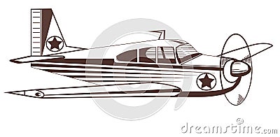 Plane vector icon. Retro plane. Traveling by airplane. Plane icon on white background. Vector illustration Vector Illustration